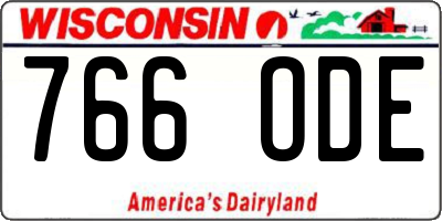 WI license plate 766ODE