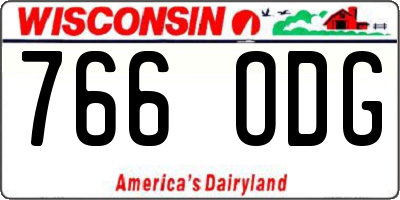WI license plate 766ODG