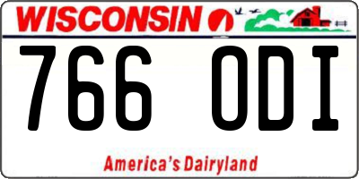 WI license plate 766ODI