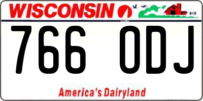 WI license plate 766ODJ