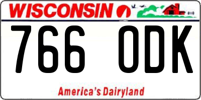 WI license plate 766ODK