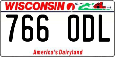 WI license plate 766ODL