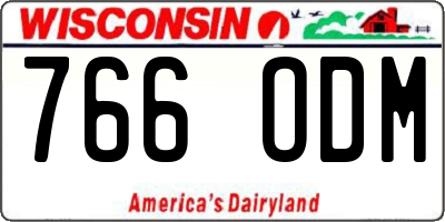 WI license plate 766ODM