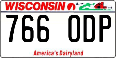 WI license plate 766ODP