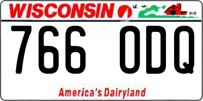 WI license plate 766ODQ