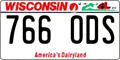 WI license plate 766ODS