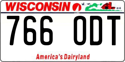 WI license plate 766ODT