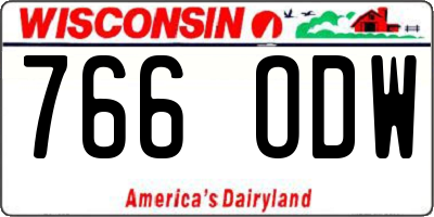 WI license plate 766ODW