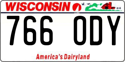 WI license plate 766ODY