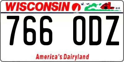 WI license plate 766ODZ