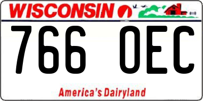 WI license plate 766OEC