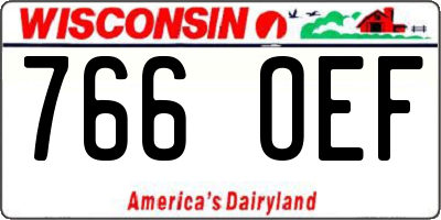 WI license plate 766OEF