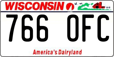 WI license plate 766OFC