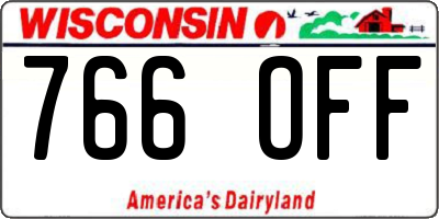 WI license plate 766OFF