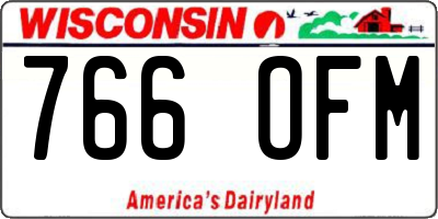 WI license plate 766OFM