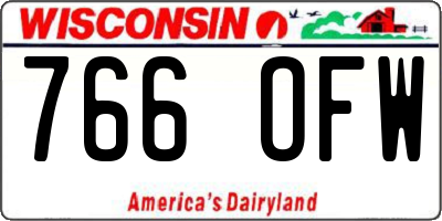 WI license plate 766OFW