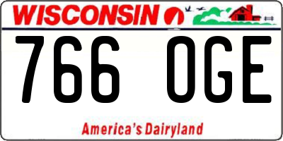 WI license plate 766OGE
