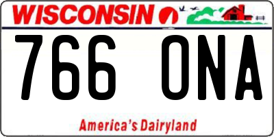 WI license plate 766ONA