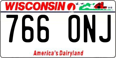 WI license plate 766ONJ