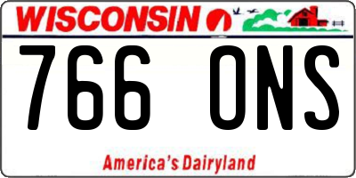 WI license plate 766ONS
