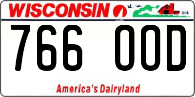 WI license plate 766OOD