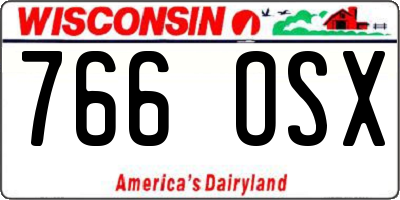 WI license plate 766OSX
