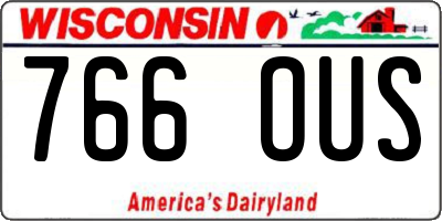 WI license plate 766OUS