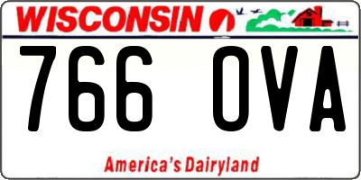 WI license plate 766OVA