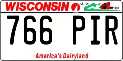 WI license plate 766PIR