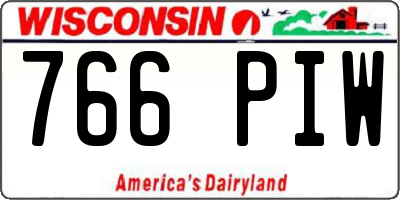 WI license plate 766PIW