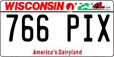 WI license plate 766PIX