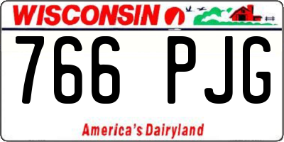 WI license plate 766PJG