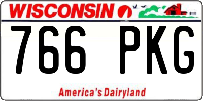 WI license plate 766PKG