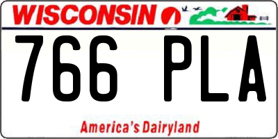 WI license plate 766PLA
