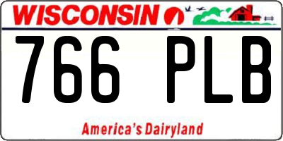 WI license plate 766PLB