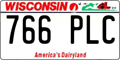 WI license plate 766PLC