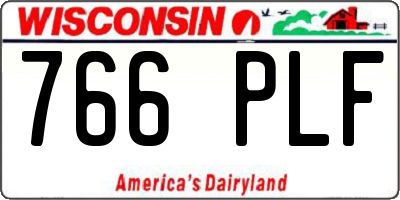 WI license plate 766PLF