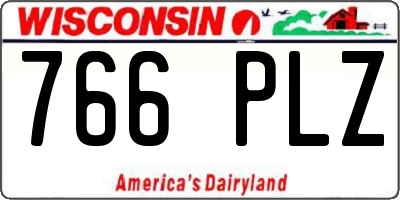 WI license plate 766PLZ
