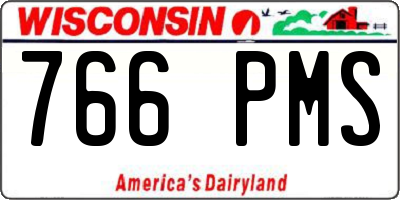 WI license plate 766PMS