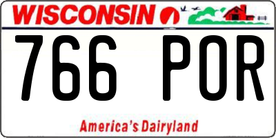 WI license plate 766POR