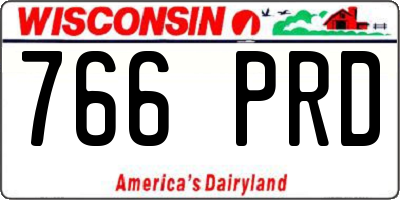 WI license plate 766PRD