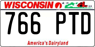 WI license plate 766PTD