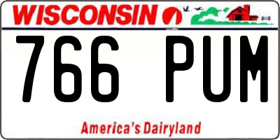 WI license plate 766PUM