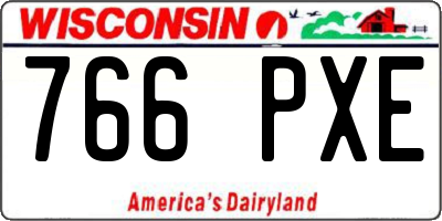 WI license plate 766PXE
