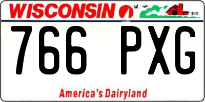 WI license plate 766PXG