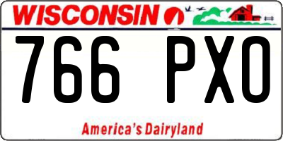 WI license plate 766PXO