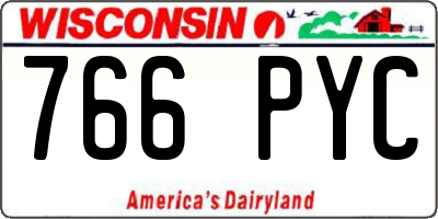 WI license plate 766PYC