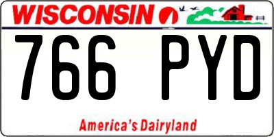 WI license plate 766PYD