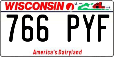 WI license plate 766PYF