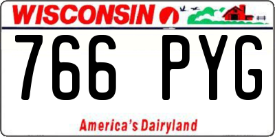 WI license plate 766PYG